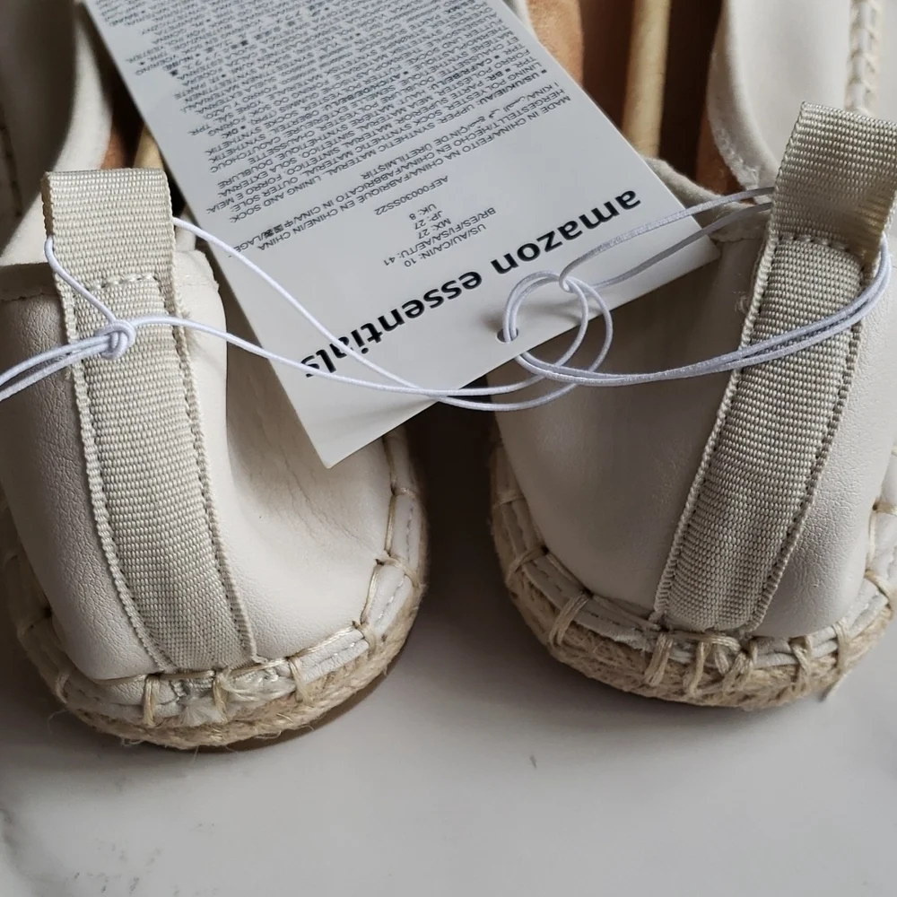 Amazon Essentials Women's Espadrille Ballet Flat in Light Beige Size 10